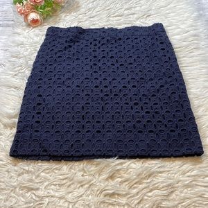 J. Crew Factory Navy Eyelet Skirt sz 2